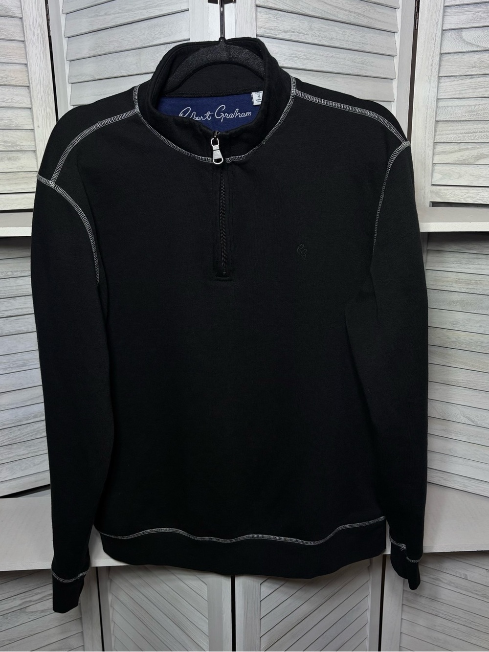 Robert Graham Men’s Black Quarter-Zip Pullover Classic Fit Small